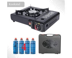 Borvat® - Draagbare Gasfornuis - Camping Kookstel - Gas Stove - Gasfornuis - Kooktoestel - Outdoor - Op Reis - 4 gasflessen