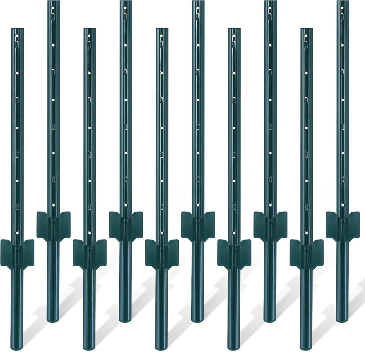 Stevige metalen hekpaal 3 voet - 10 stuks - Groene U-palen voor omheining en tuin