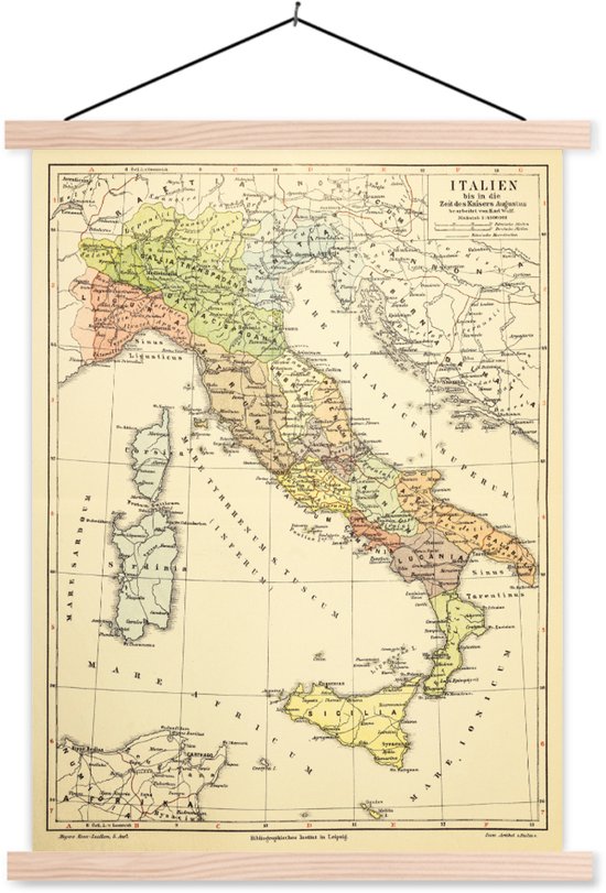 Carte ancienne de l'Italie 60x80 cm