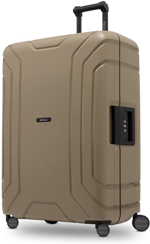 Redolz Essentials 15 4-wiel trolley 75 cm met driepuntsbevestiging - Harde bagage - TSA slot - cool beige