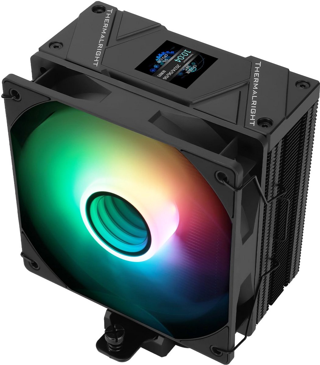 Krachtige Zwarte CPU Luchtkoeler met ARGB en 1.54 inch LCD-IPS Display - 1500 tpm