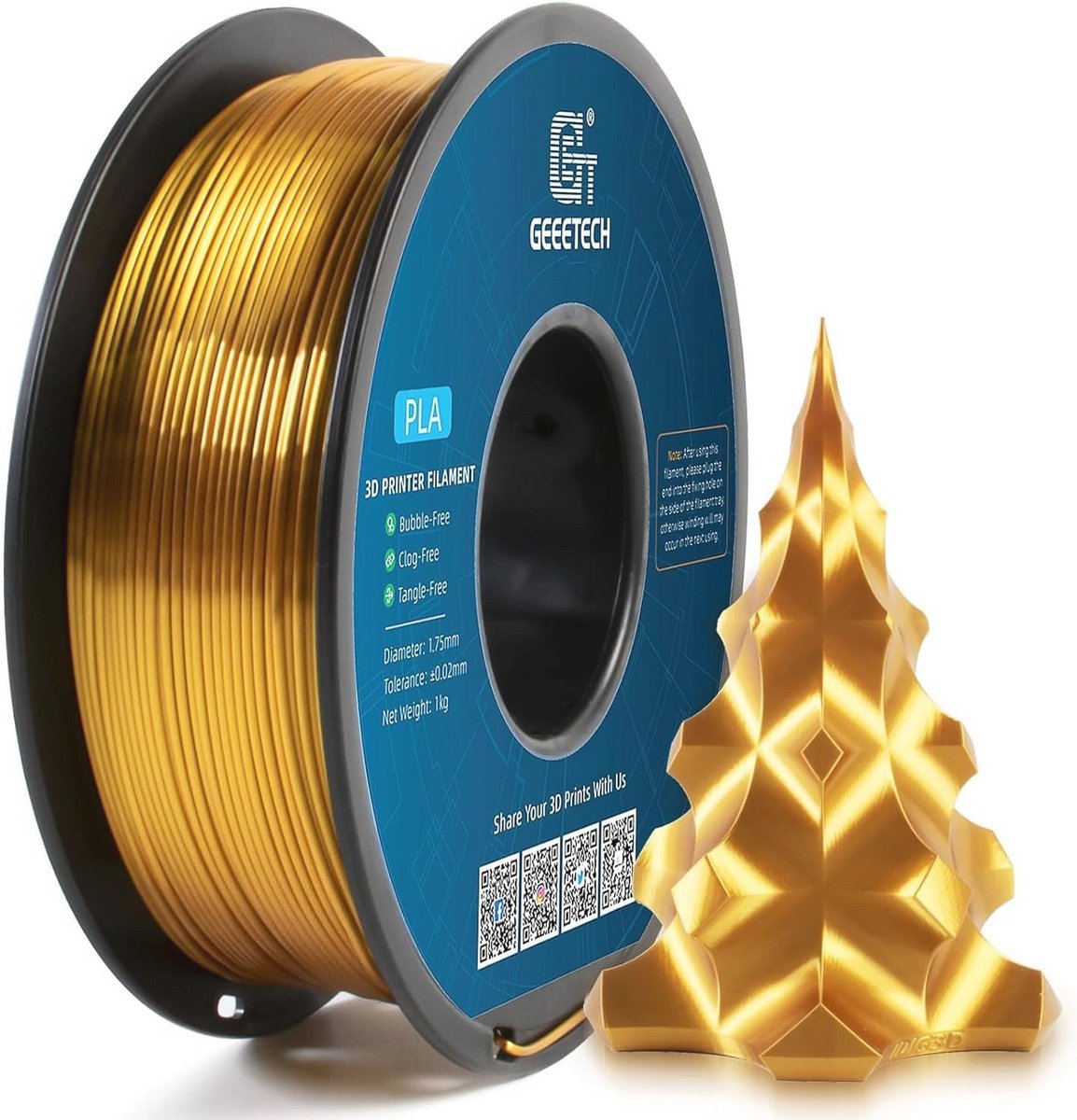 PLA Filament 1,75 mm Zijde Goud voor 3D-printer - 1 kg Spoel