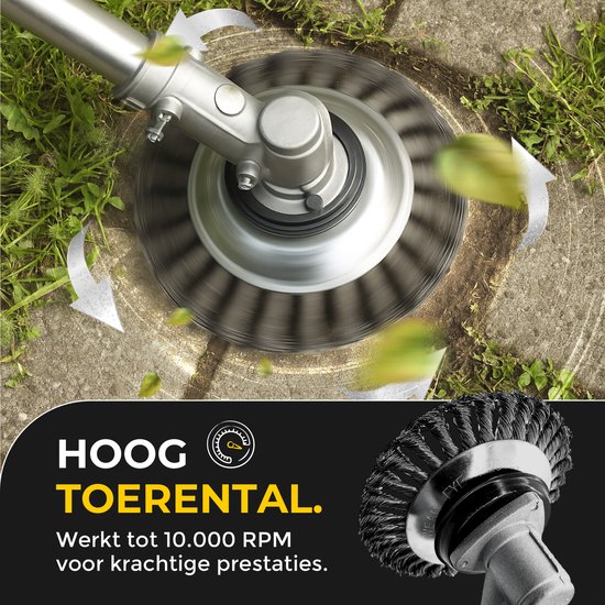 HANDY HARRY® Universele Onkruidborstel - Ø20 cm - Voor Bosmaaiers & Trimmers - Inclusief Montageset - Gehard Staal - Voegenborstel - Oppervlaktebehandeling - Roest & Vuil Verwijderen van Merkloos	 — afbeelding 4