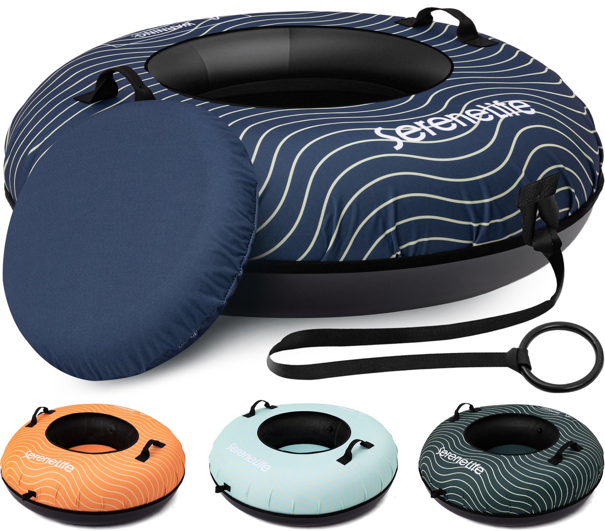 SereneLife Opblaasbare Sneeuw Slee – 102 cm Snow Tube Sneeuwband – Kunststof Bodem – Rubberen Binnenband – Met Handvaten – Oxford Cover en Trekriem – Blauw SereneLife Opblaasbare Sneeuw Slee – 102 cm Snow Tube Sneeuwband – Kunststof Bodem – Rubberen Binnenband – Met Handvaten – Oxford Cover en Trekriem – Blauw