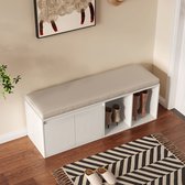 Banc à chaussures Guyii – Banc à chaussures avec espace de rangement et coussin d'assise – Banc de rangement pour hall ou couloir – 120 cm, blanc Banc à chaussures pratique – Poufs modernes