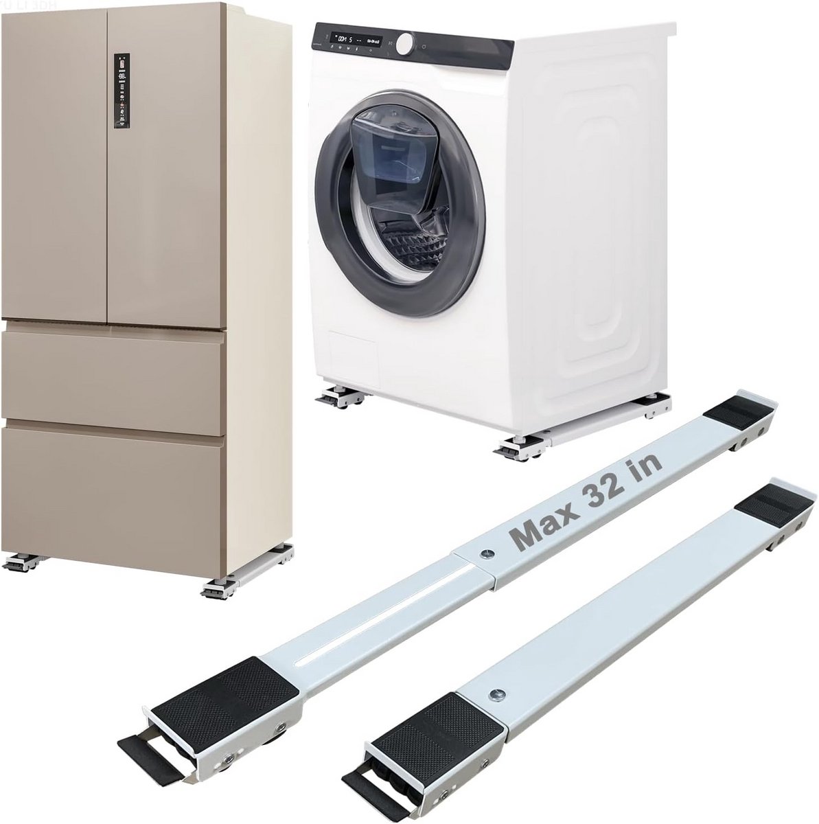 Verrijdbare Onderstel voor Zware Apparaten tot 81 cm - Verstelbaar voor Wasmachine, Droger en Koelkast