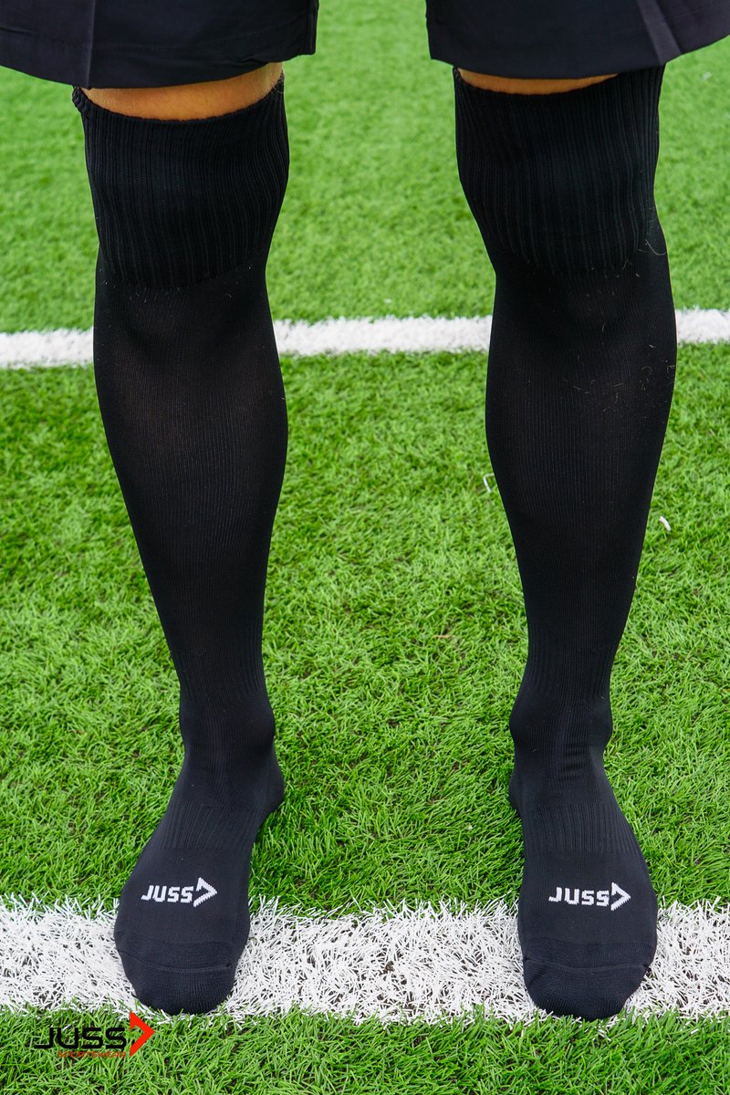 JUSS7 Premium Voetbalsokken Zwart - Maat 41-45 - Kniekousen Heren - Elastische Sportsokken met Compressie - 2 Paar