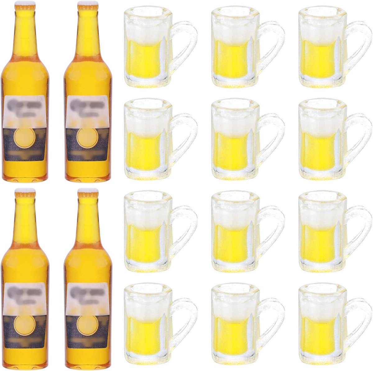16pcs Miniature Dollhouse Beer Bottle Cup Set - 1:12 Mini Wine Bottle Cups - Dollhouse Wine Glasses Model - Miniature Drink Set - Dollhouse Accessories for Fantasy Games - DIY Fairy Tale Garden