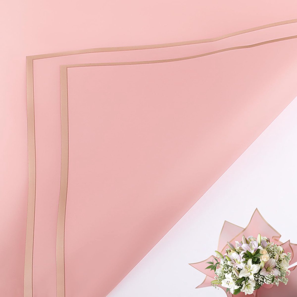 Allecto Plus - Waterdicht Bloemenpapier voor Bloemist - Feest Decoratie en Geschenkverpakking - DIY Kunsthandwerk - 57 x 57 cm - Roze en Phnom Pen - 20 Vellen