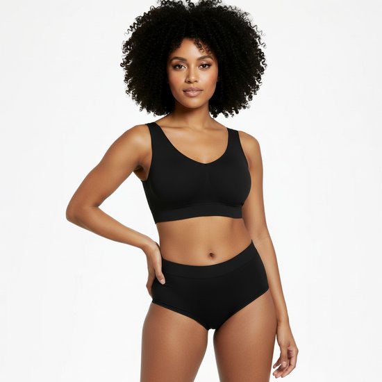 WOWENY Comfortabele damesbeha zonder beugel V-hals naadloze beha zonder beugels gevoerde bustier dames bralette zacht sexy, beige, L