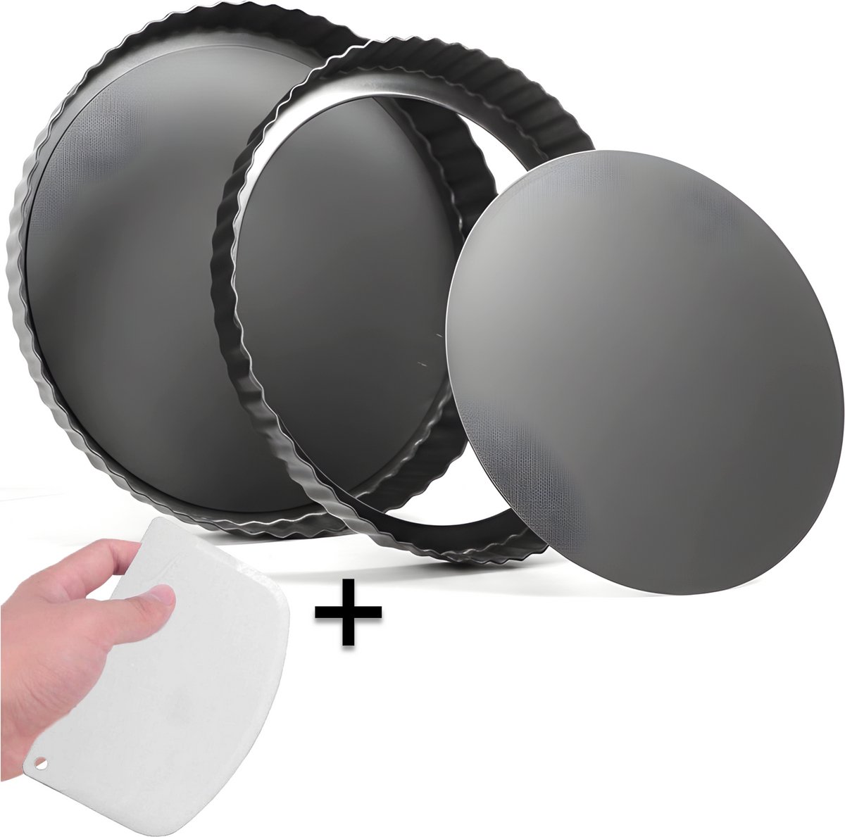 COOCK - Quiche Bakvorm - Taartvorm met Antiaanbaklaag - 24 cm Diameter - Cakevorm - Incl. Deegschraper & E-Book