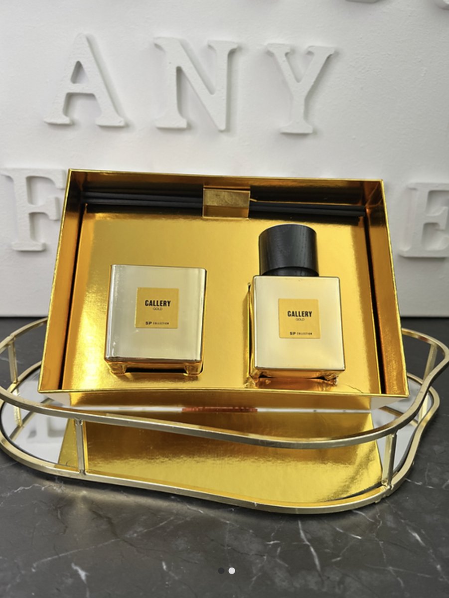 Luxe Giftset – Geurkaars & Geurstokjes in Goud  | Viva Femme | Kaarsen | Geurstokjes | Cadeau | Wonen