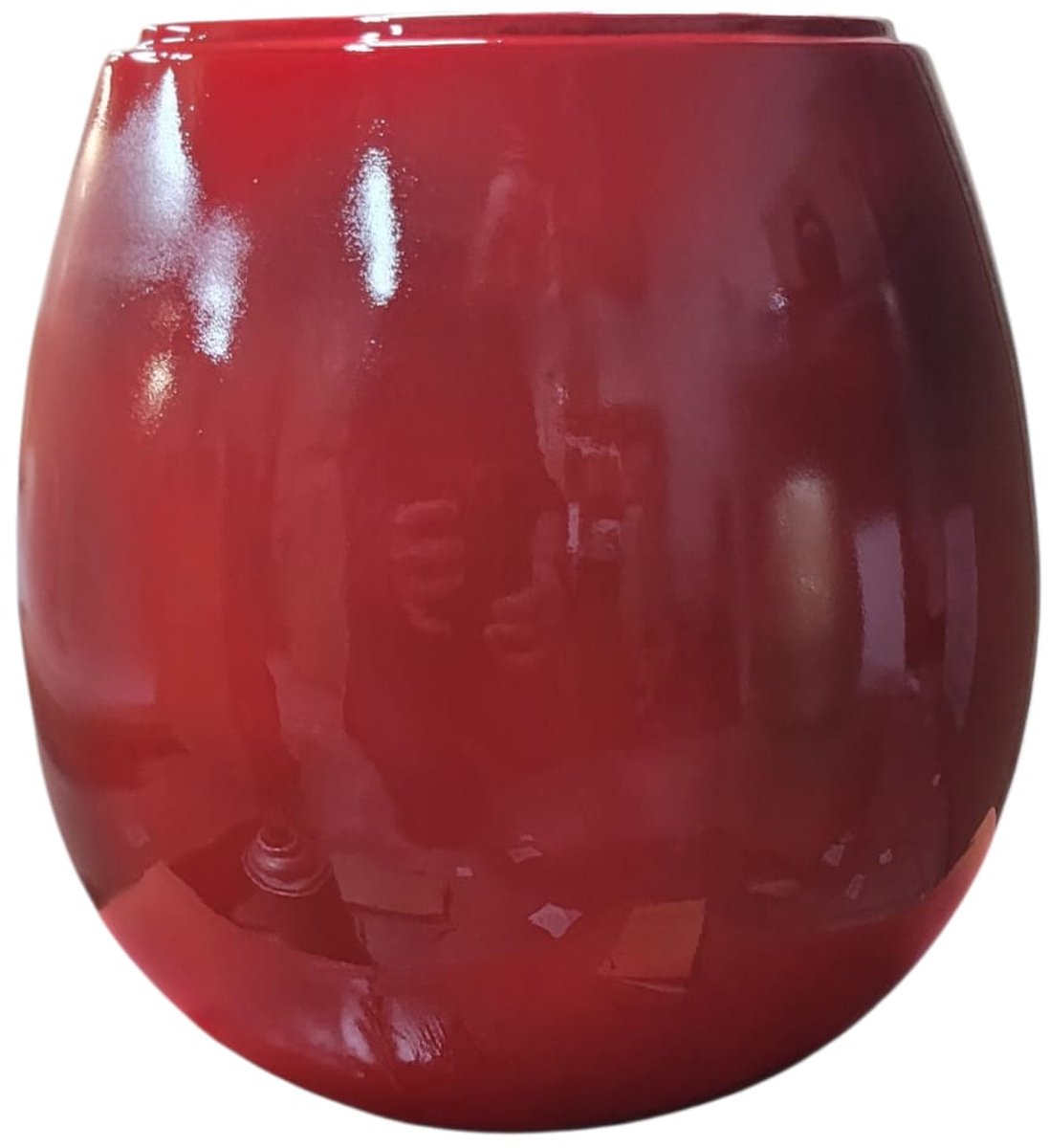 Decoratieve vaas - Keramiek - Rood - 2,5 L - 23x24 cm - Moderne vaas rood - Woondecoratie - Vazen - Bloemenvaas - Stijlvolle vaas rood