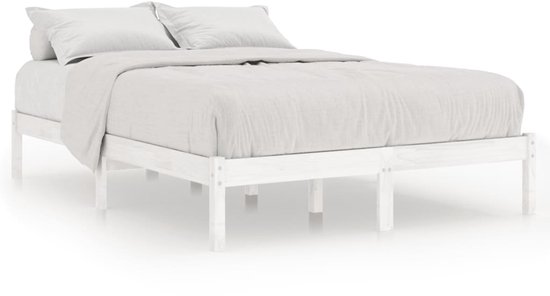 vidaXL Cadre de lit Bois de pin massif Blanc 160x200 cm