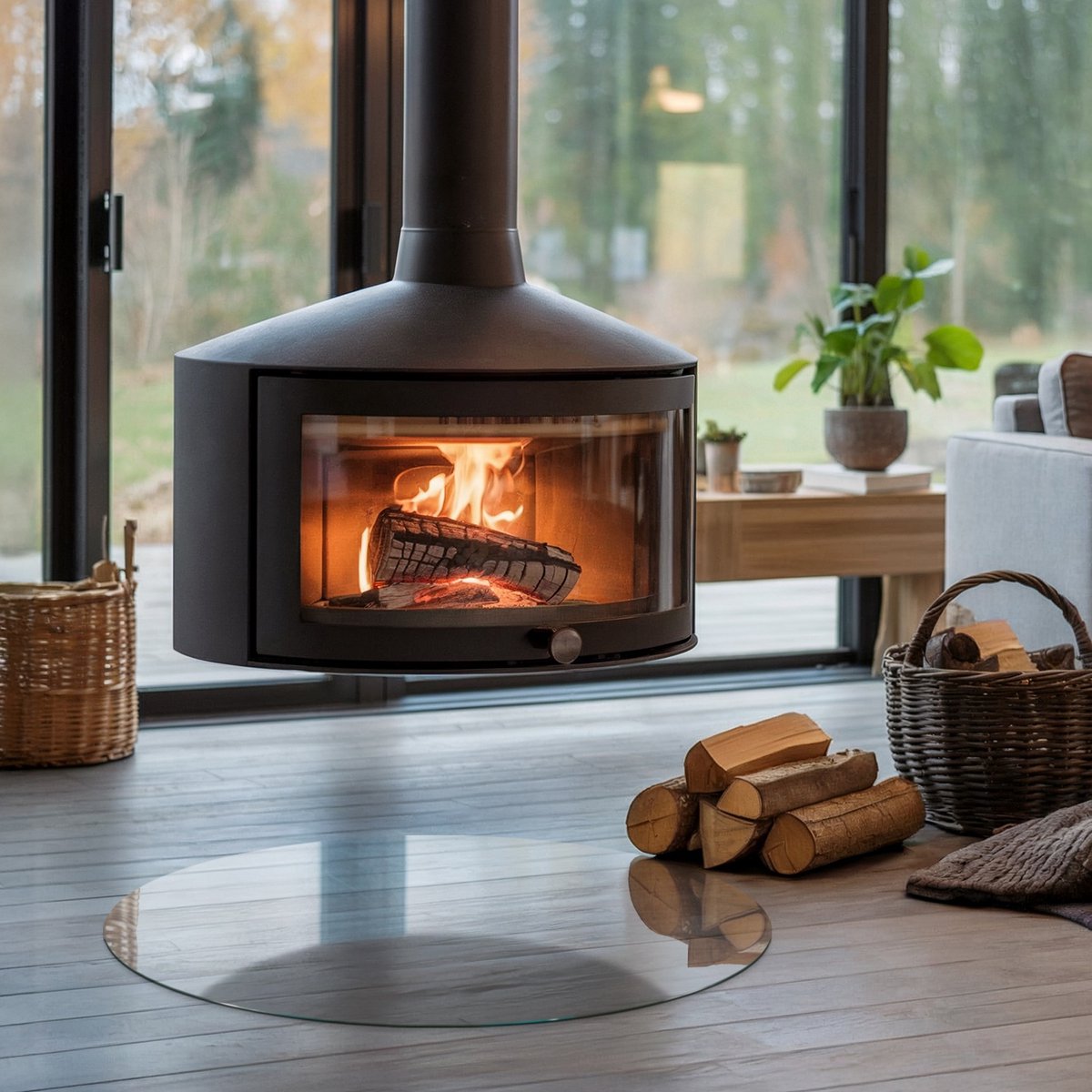 Coloray Vloerplaat Houtkachel - Transparant Plaat onder Houtkachel - 70 cm x 70 cm - Transparant Kachel Onderplaat - Transparant Vloerplaat Kachel - Ronde Vloerplaat Kachel - Transparant Verwarmingsaccessoires