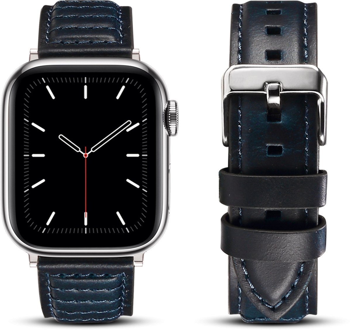 By Qubix - Oil Wax Leren band - Donkerblauw - Geschikt voor Apple Watch 38mm / 40mm / 41mm / 42mm