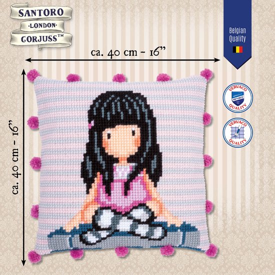 Kit oreiller point de croix Gorjuss Les mots - Vervaco - PN-0187991