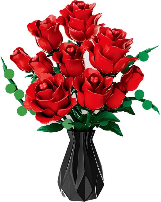 Woma 11156 Rozen Bloemen Boeket bouwset | Botanical Flowers Collection 2025 modelbouw | Classic Creator bonsai speelgoed bouwpakketten voor volwassenen & kinderen | DIY icons kunstbloemen bloemenpracht geschikt voor Lego | bouwdoos met 443 bouwstenen
