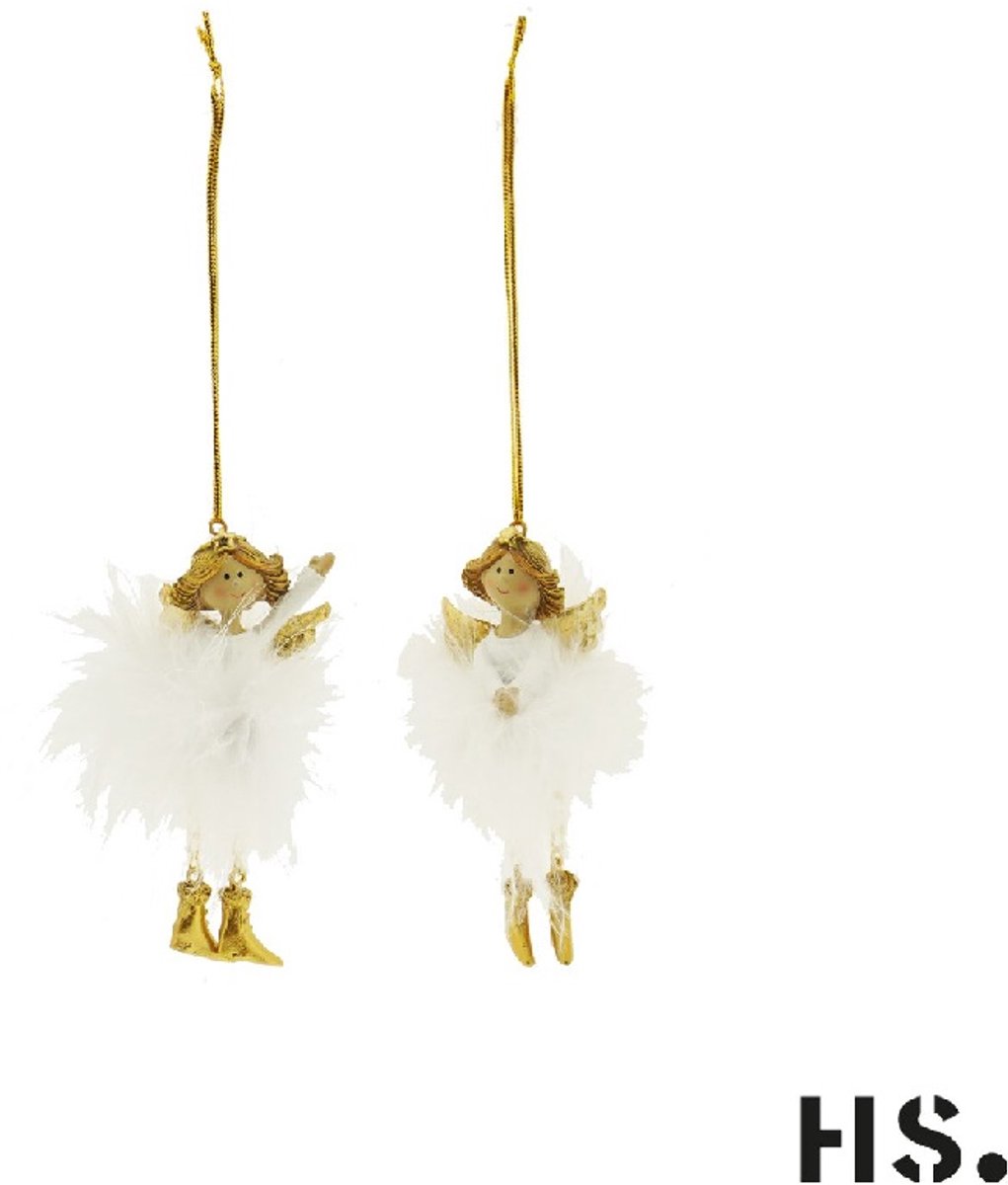 Ornament Margo Wit Goud - Kerstengeltjes - 2 stuks