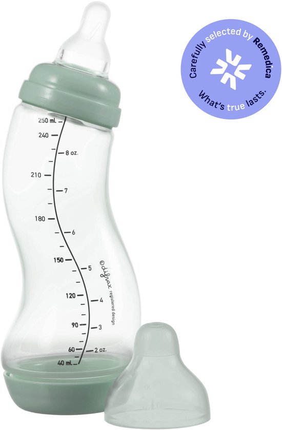 Difrax Natural S-Babyfles - 250 ml - Saliegroen - Anti Colic van Difrax — afbeelding 2