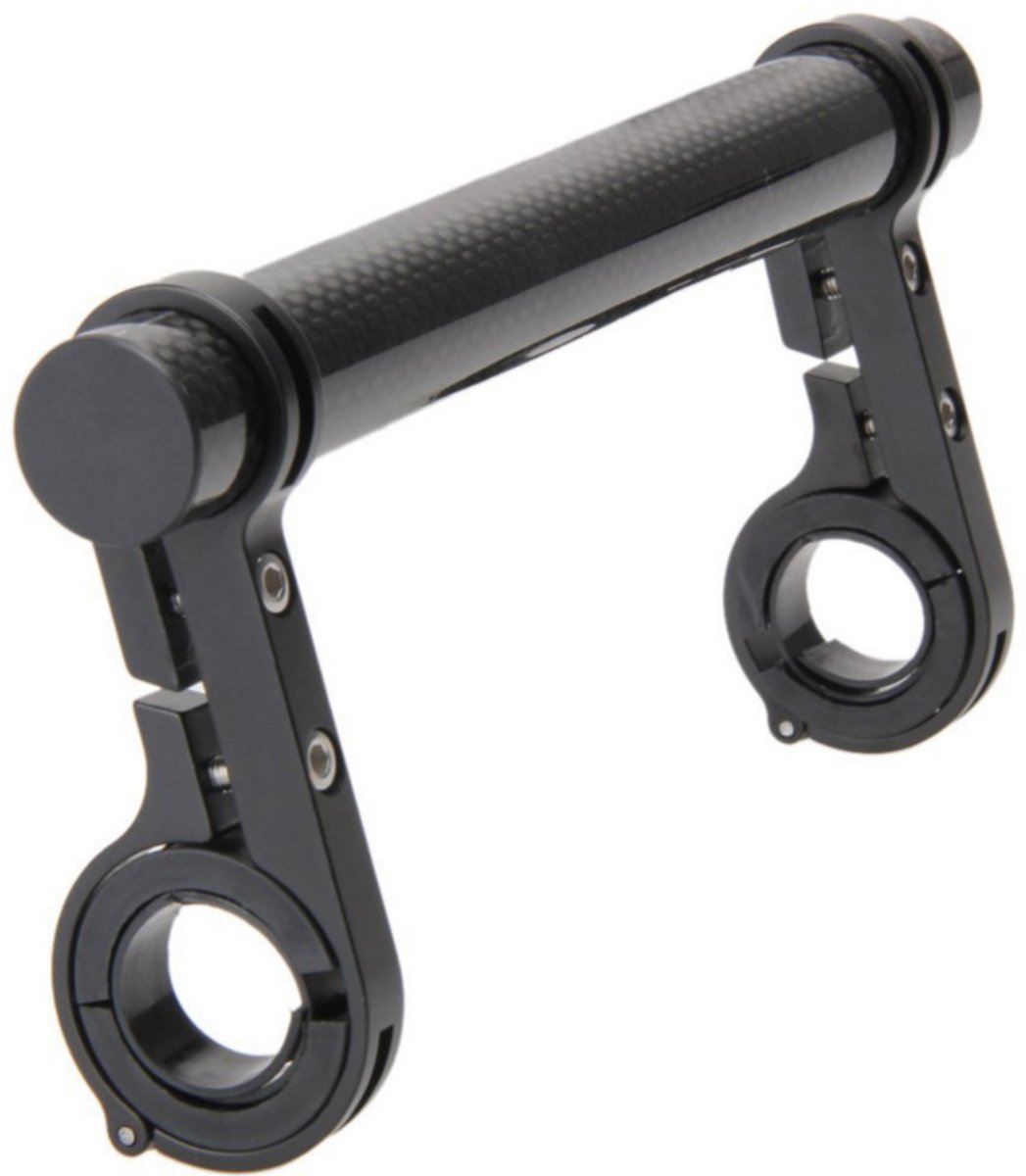 RAMBUX® - Fietsstuur Accessoires Houder - Zwart - Lichtgewicht Fiets Stuur Beugel - Aluminium - Extra Ruimte voor Kilometerteller / Telefoonhouder / Verlichting