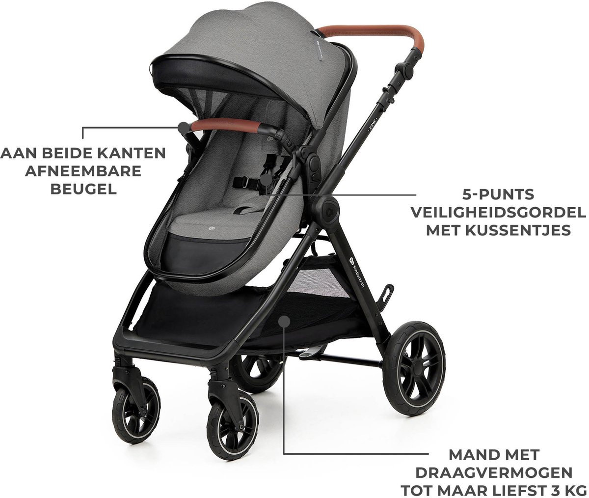 Kinderkraft ESME PRO 3-in-1 Kinderwagen Beigekleurig - afbeelding 3