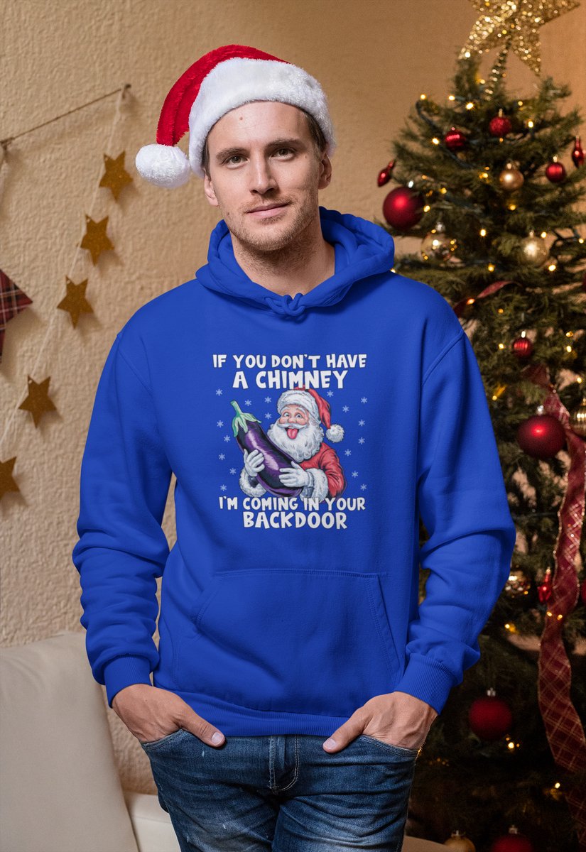 Backdoor Santa - Kersttrui - Kerst Trui Blauw - Grappig Kersttrui - Maat XL - Limited Edition
