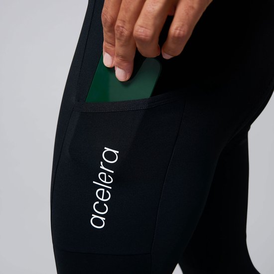 Acelera Essential Fietsbroek Lang heren met Zeem en Bretels - Thermo Lange Wielerbroek - Fietsbroek Lang - Zwart - Maat S — afbeelding 5