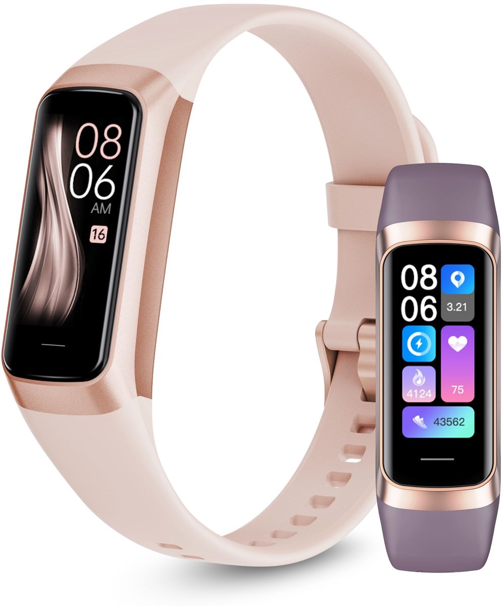 Siltcon® Vitéa Stappenteller Horloge - Activity Tracker - Hartslagmeter – Bloeddrukmeter - Slaapmonitor - Saturatiemeter – Sporthorloge – Smartwatch Dames, Heren & Kinderen - Geschikt voor iOS/Android - RVS - Elke pols - Incl. 2 Bandjes