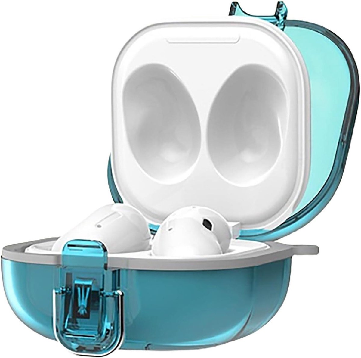 Provento - Doorzichtige hardcase voor Samsung Galaxy Buds - Blauw - Ultradun - Beschermhoes - Sleutelhanger inbegrepen