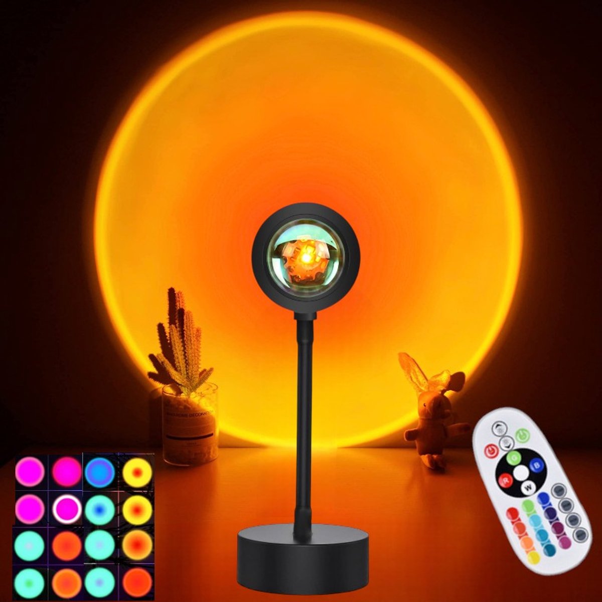 Zonsondergangprojectorlamp - 16-kleuren LED-projector vloerlamp - Meerkleurige dimbare pro