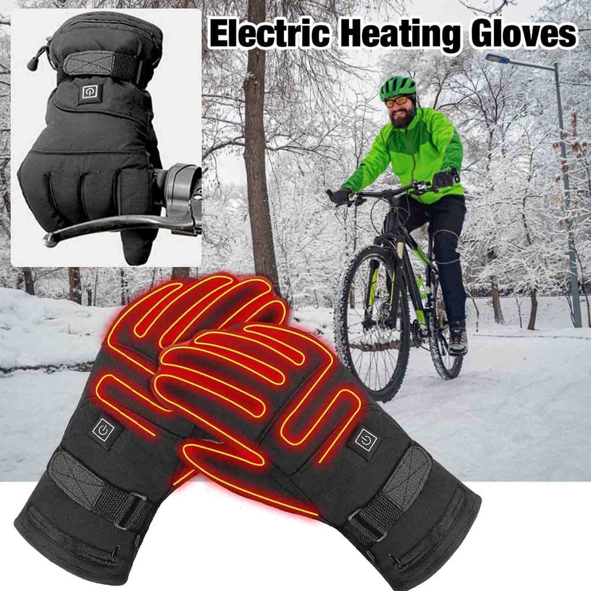 1 paar verwarmde handschoenen - elektrisch verwarmde winterhandschoenen - ski- en bergbeklimmingshandschoenen - winddicht en waterdicht - drie temperatuurstanden - geschikt voor fietsen, bergbeklimmen, skiën en wandelen - zwart — cadeau in Sport & Outdoor - foto 4
