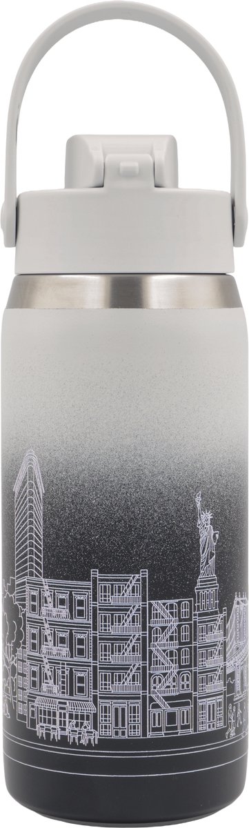 Thermische fles 473 ml (16oz)-95% gerecycled roestvrij staal-Steel Grey 'Skyline Bottle NYC 16'