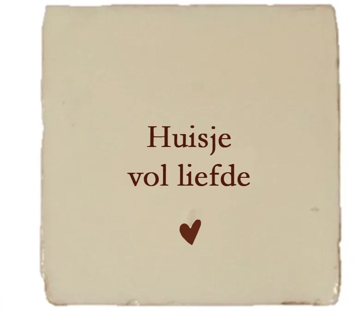 Handgemaakt Gekleurd tegeltje - Huisje vol liefde - Beige - Handgemaakte tegel | Spreuktegel | Tegeltjes met Spreuken | Tegeltjeswijsheid | Tegeltje tekst | Origineel cadeau