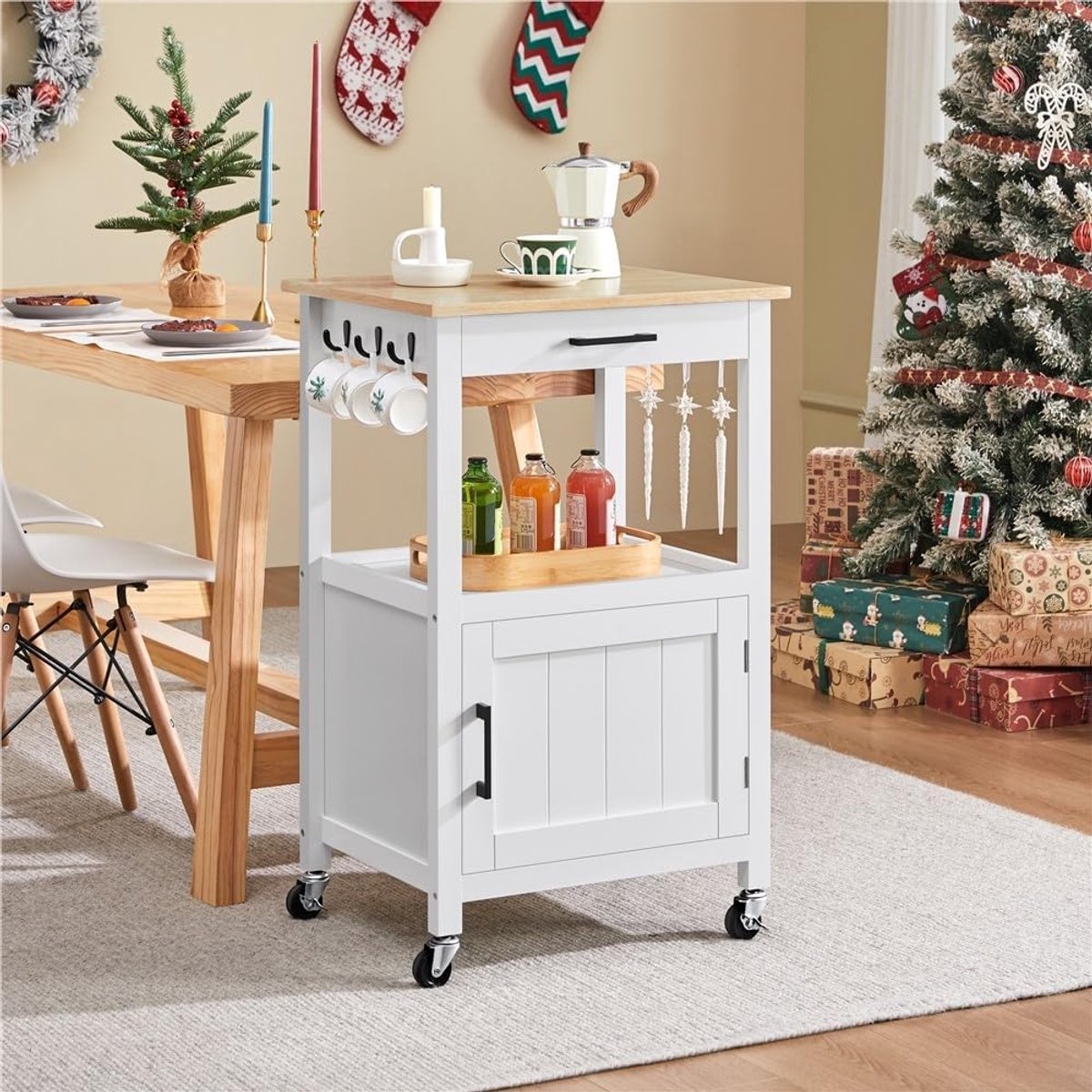 Keukentrolley op Wielen 55 x - 55x45x89 cm - Wit - 55 x 45 x 89 - Medahomestore