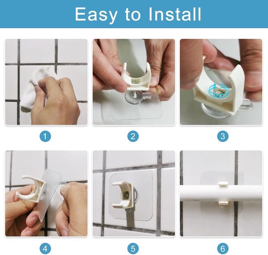 PVC Water Pipe Clamp Clips, 6pcs Fit for 20mm(3/4") OD Tubing Hose Hanger Support U-Shaped Pipe Clips with Adhesive for Water Pipe, Gas Tubing — afbeelding 3