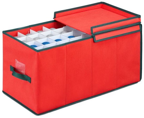 Doodadeals® - Kerstballenbox – Kerstballen Opbergbox - Vakjesdoos – Opbergdoos – Opruimen – 128 Vakken – Rood
