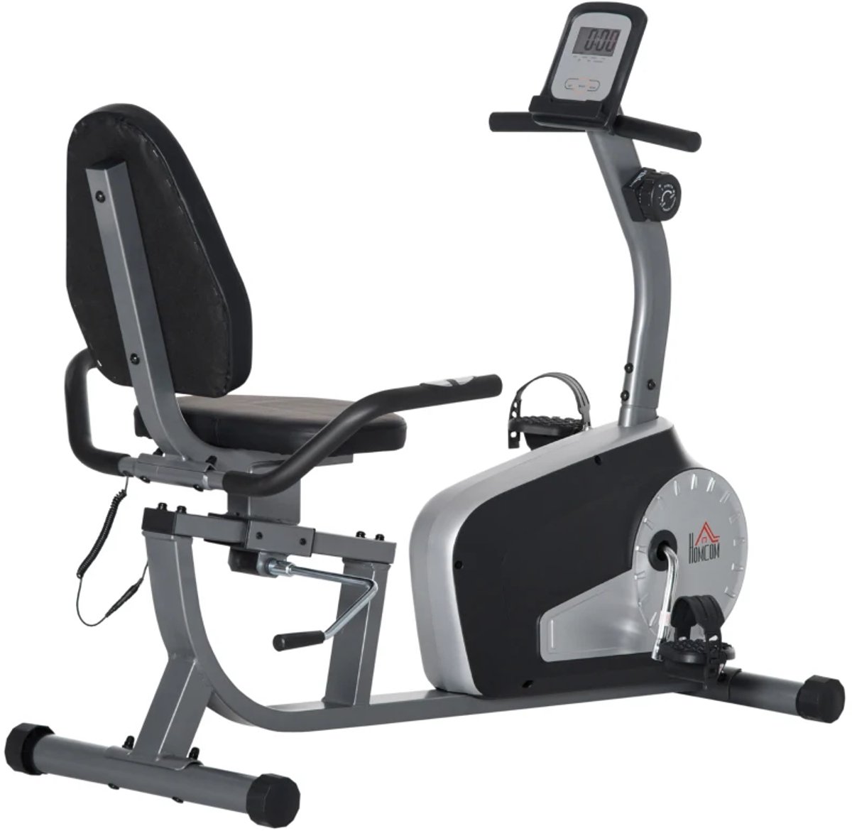 Hometrainer - 8 Weerstandsniveaus - LCD Scherm - Verstelbare Zitting en Weerstand - Max. Gebruikersgewicht 110 kg - Fietstrainer - Fitnessfiets - Fitness Fiets - Staal - Grijs+Zwart+Zilver