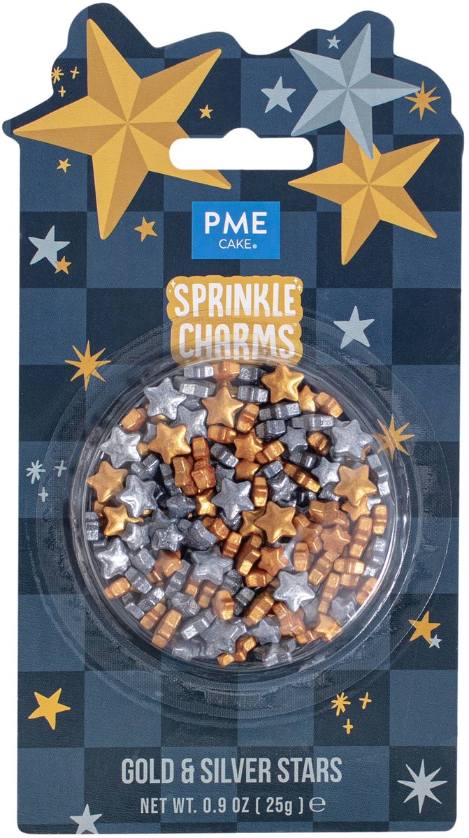 PME Christmas Charms - Gold & Silver Stars 25 gr