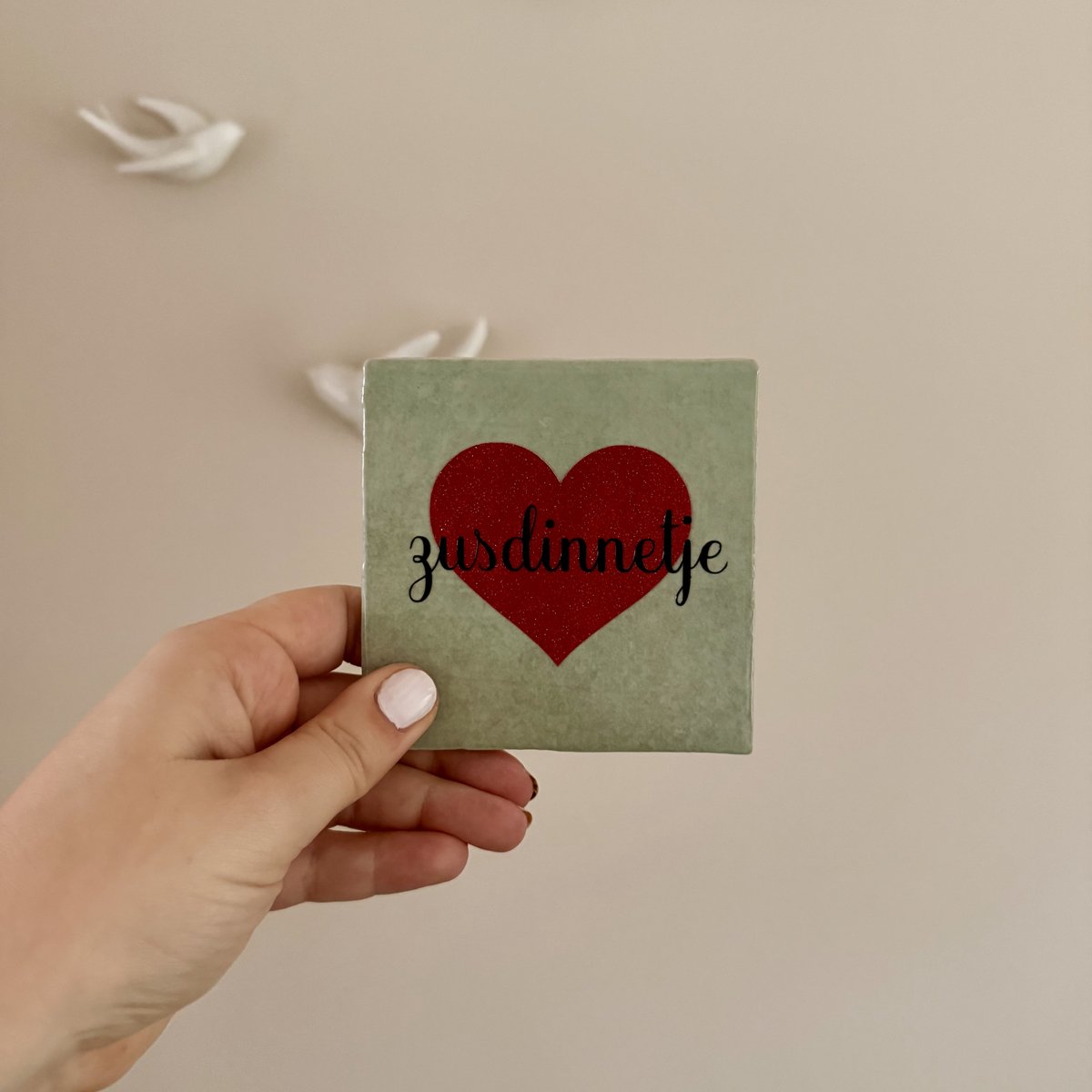 Wij & Blij - zus dinnetje - groen - Tegeltje - spreuktegeltje - wandtegeltje - moederdag - vaderdag - cadeau - kleinigheidje - bedankje - interieur - decoratie - vriendschap - vriendin