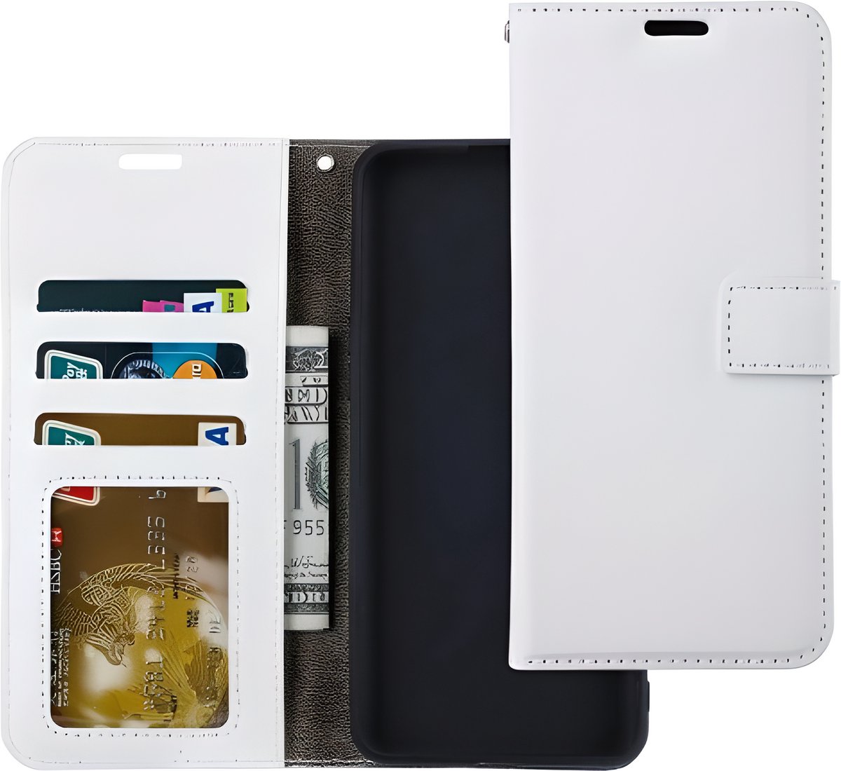 Bookcase Geschikt voor: Motorola Moto E6 Plus - Wit - portemonnee hoesje - Book Cover