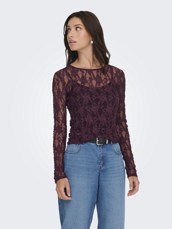 Ribstof V-hals Longsleeve Zwart
