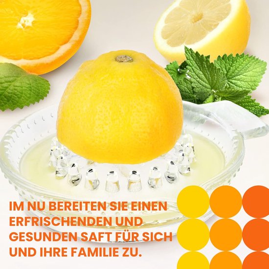 Famanu - Glazen citruspers met schenktuit - geschikt voor sinaasappel en limoen - transparant design van Famanu — afbeelding 3