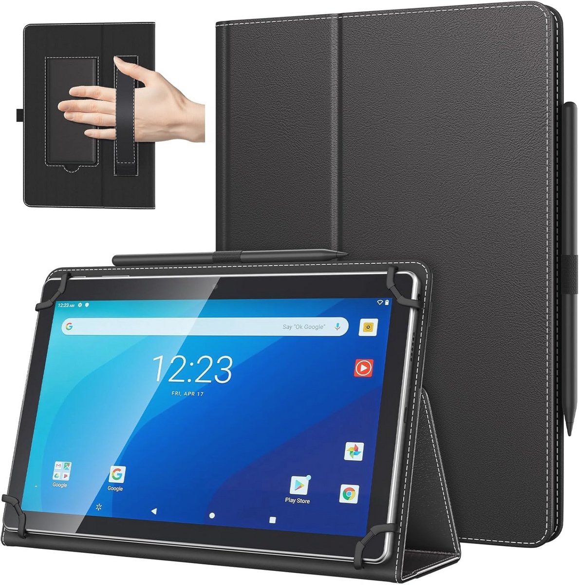 Universele beschermhoes voor 10,1 inch Android tablet - Opvouwbaar met stylus en handriem