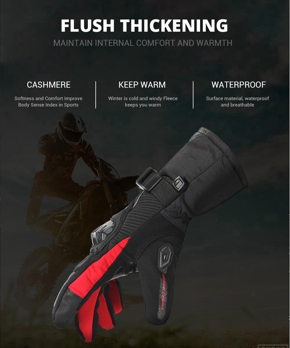 Winter Motorhandschoenen - Heren - Waterdicht Winddicht - Moto Handschoenen - Touchscreen Motorrijden Handschoenen - Rood - XL – foto 3