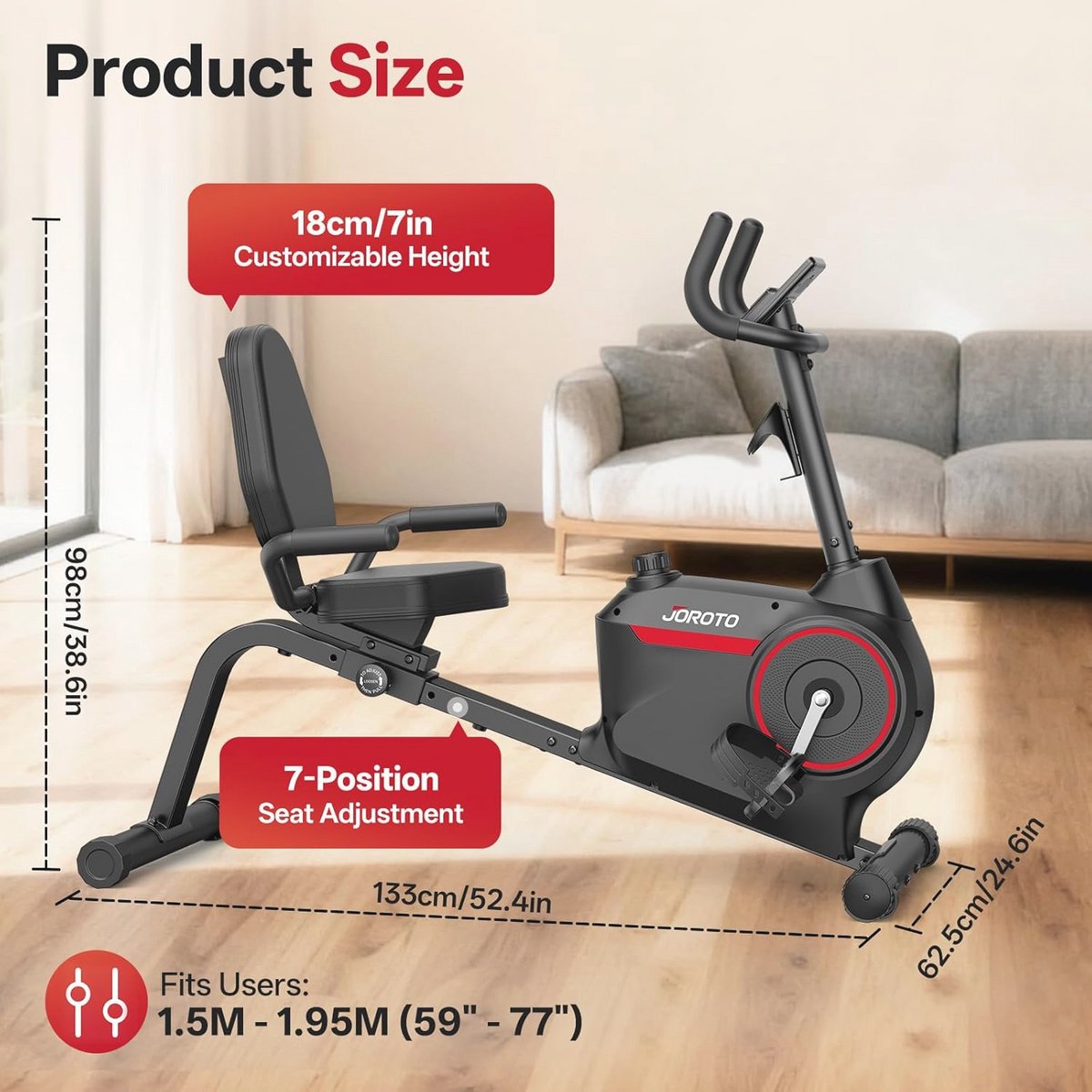 Ligfiets Bluetooth Magnetische Hometrainer met LCD Scherm - afbeelding 2