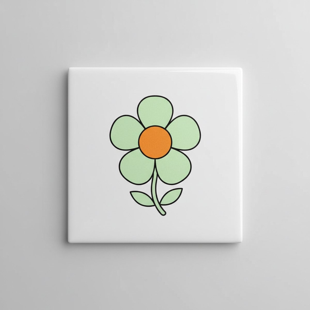 Esthetische Bloemdesign Keramische Tegel 15x15 cm – Minimalistische Botanische Wanddecorat