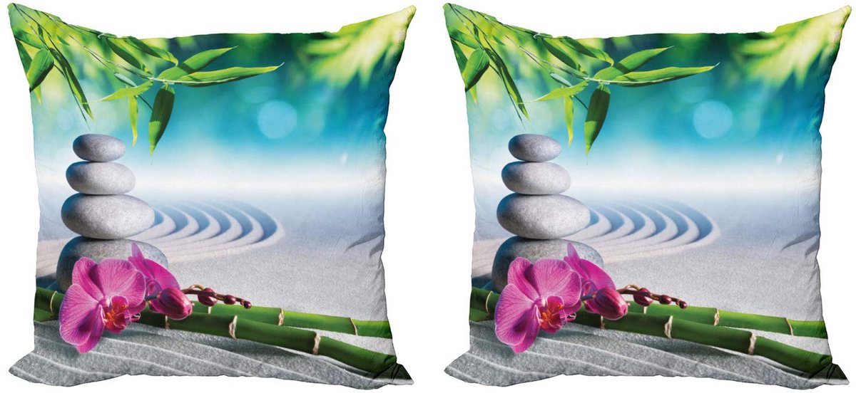 ABAKUHAUS Spa kussenhoesenset – varen groen – 45x45 cm – Dubbelzijdig Farngrün