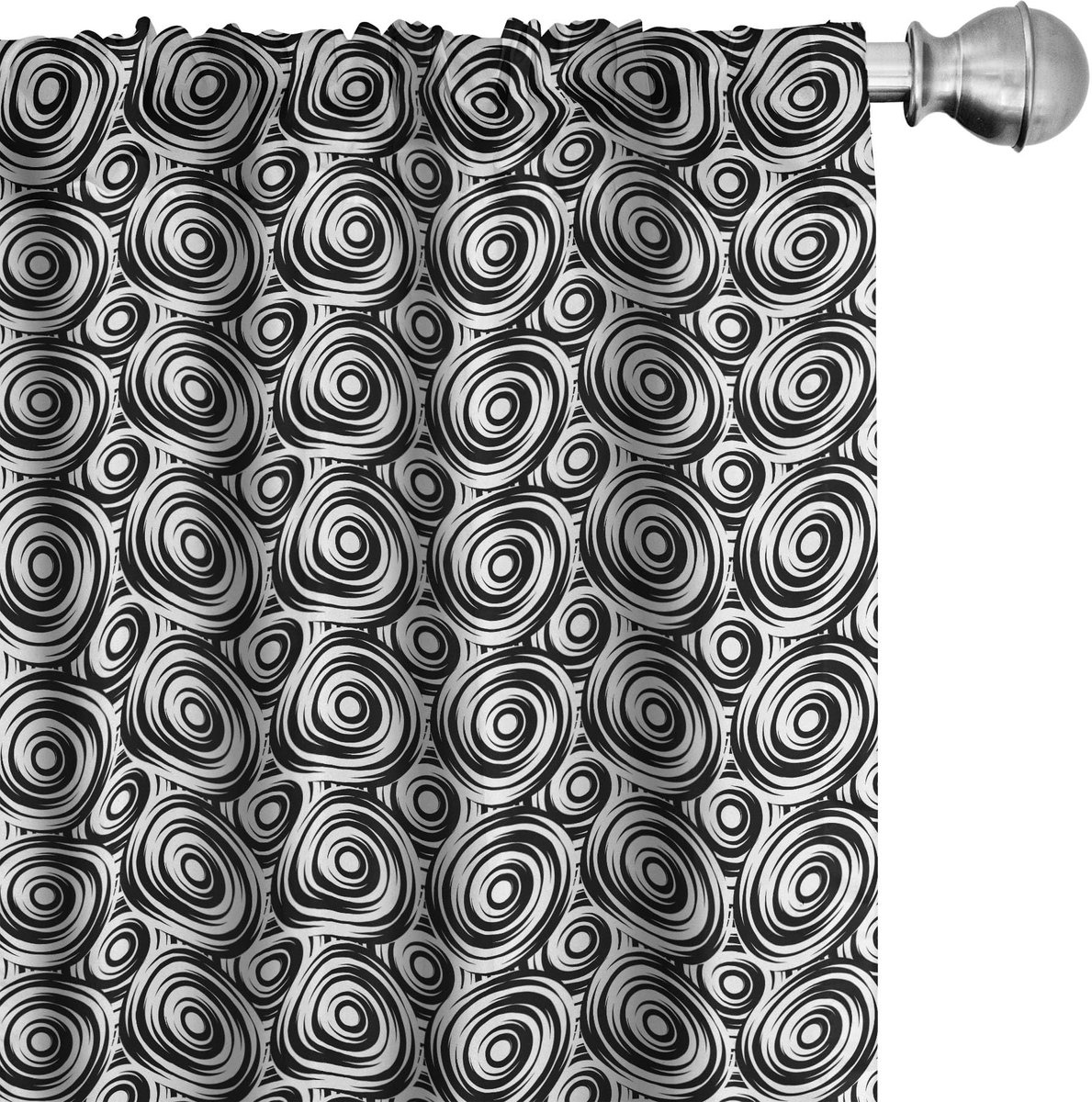 ABAKUHAUS Moderne gordijnen 2-delige set 75x175 cm – zwart-wit, microvezel Zwart en wit