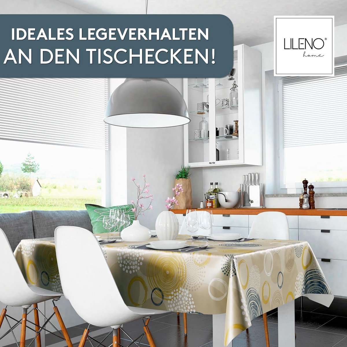 Wasbaar Tafelzeil Swirl Beige van de Meter - Waterafstotend voor Binnen en Buiten